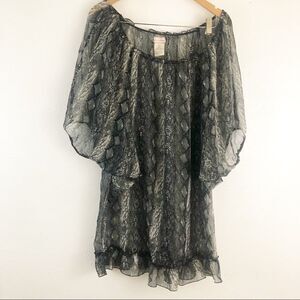 Band of Gypsies Animal print bat sleeve Mesh long blouse size L